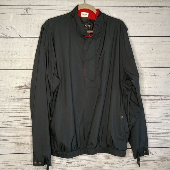 FootJoy DryJoys Men’s Black Long Sleeve 11" Zip Windbreaker Golf Jacket Size L - Picture 6 of 10